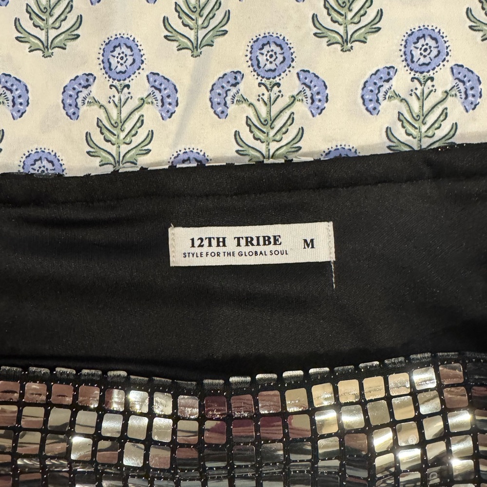 12th Tribe Black and Silver Sequin Skirt